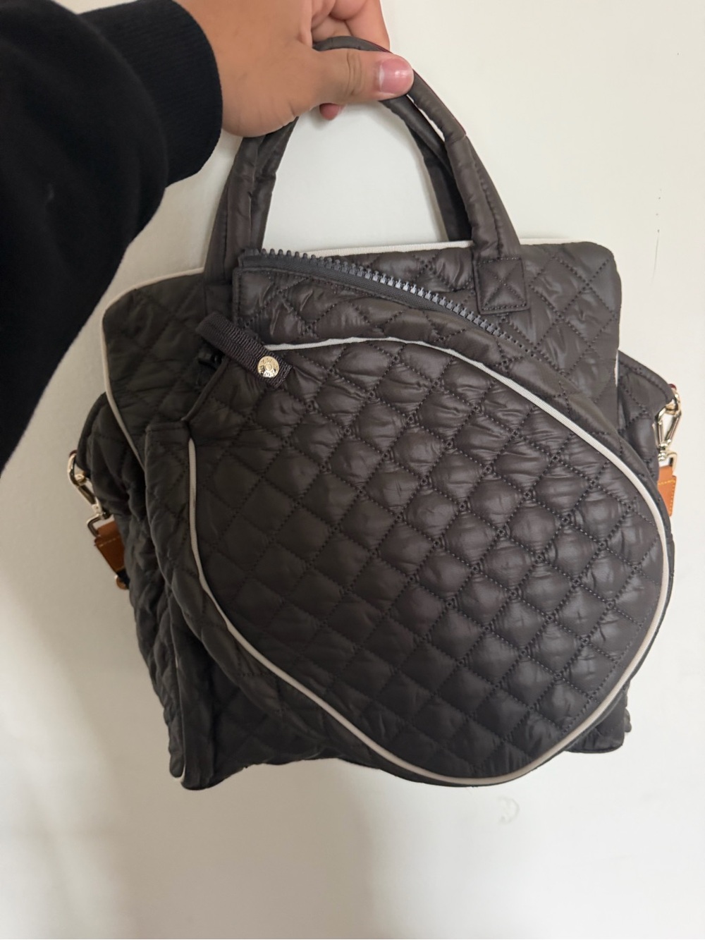 MZ Wallace Quilted Gray Backpack Tote with Front Zip Pocket BRAND NEW